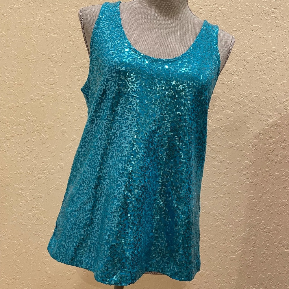 DKNY Sequin Scoop Neck Tank